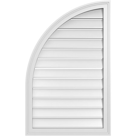 Ekena Millwork Quarter Round Top Left Surface Mount PVC Gable Vent w/ 2"W x 1-1/2"P Brickmould Frame, 24"W x 38"H GVPQL24X3802SF